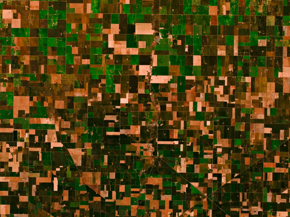 Victoria — patchwork — Les champs de l’État de Victoria composent une mosaïque de verts, d’ocres et de bruns.
